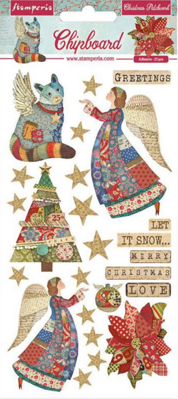 Stamperia Kerst Patchwork Spaanplaat